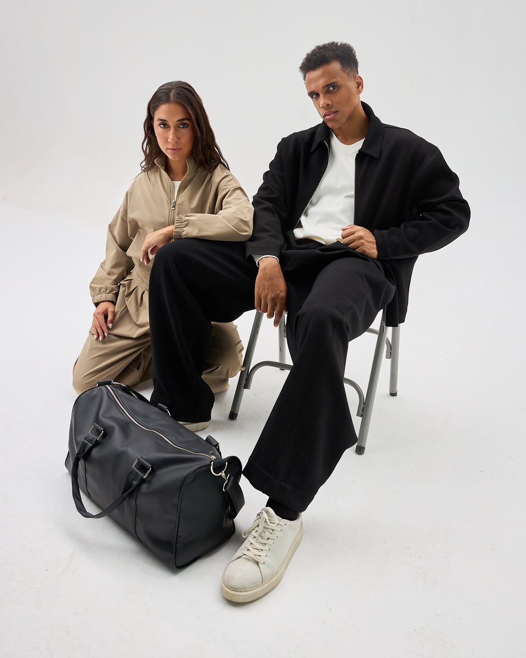 Men Noir Leather Duffel Bag #296