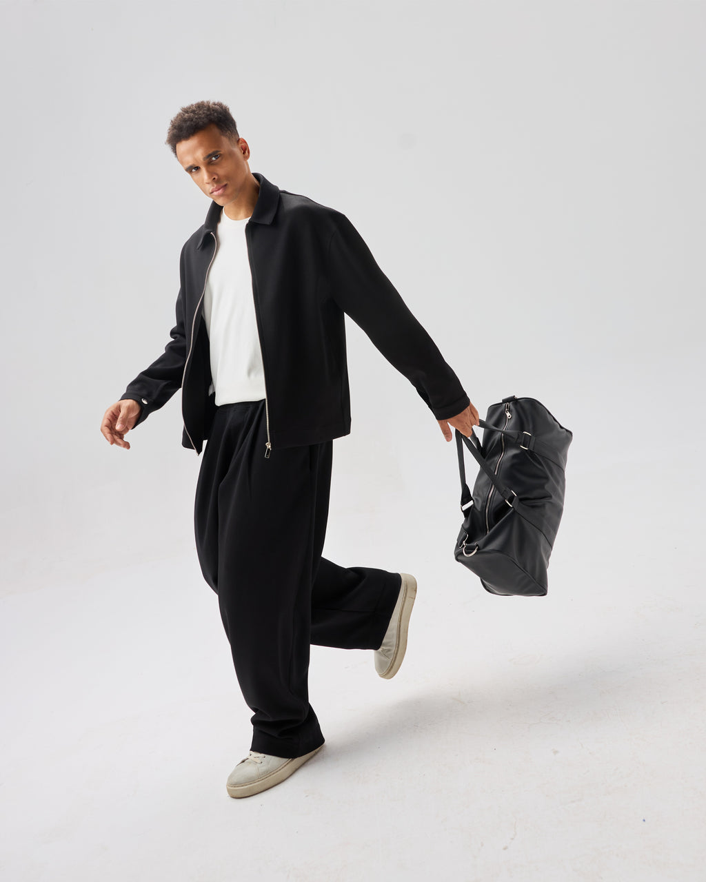 Men Noir Leather Duffel Bag #296